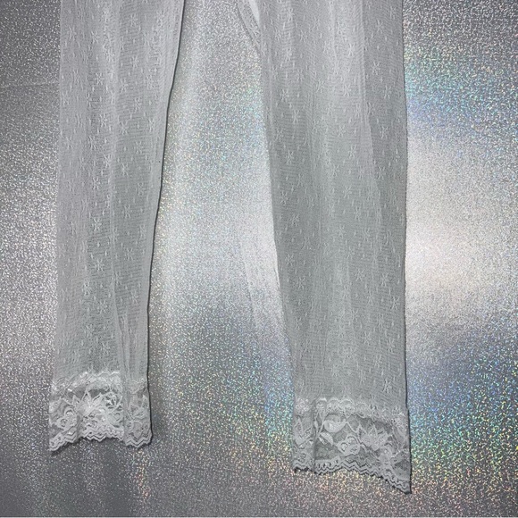 Seduction lace cropped pants white see through mesh sexy cute beach lounge y2k - Picture 2 of 9